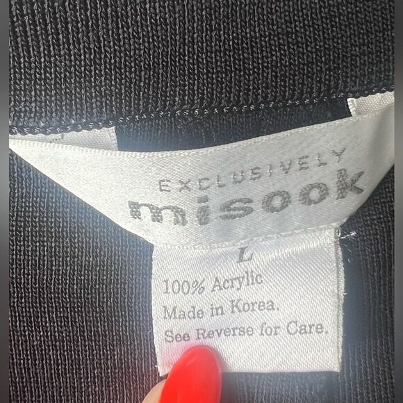 Misook Women's High Rise Knit Straight Leg Black Wrinkle Free Pants sz L - Picture 7 of 9